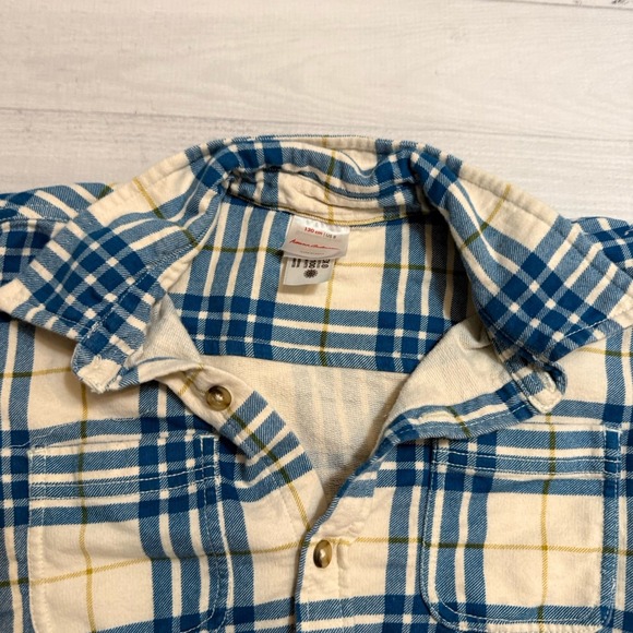 Hanna Andersson girls sleeveless plaid flannel button down shirt blue 130/8 - Picture 3 of 6